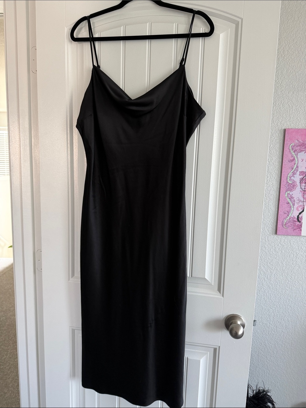 Express Black Cowl Neck Slip Midi Dress